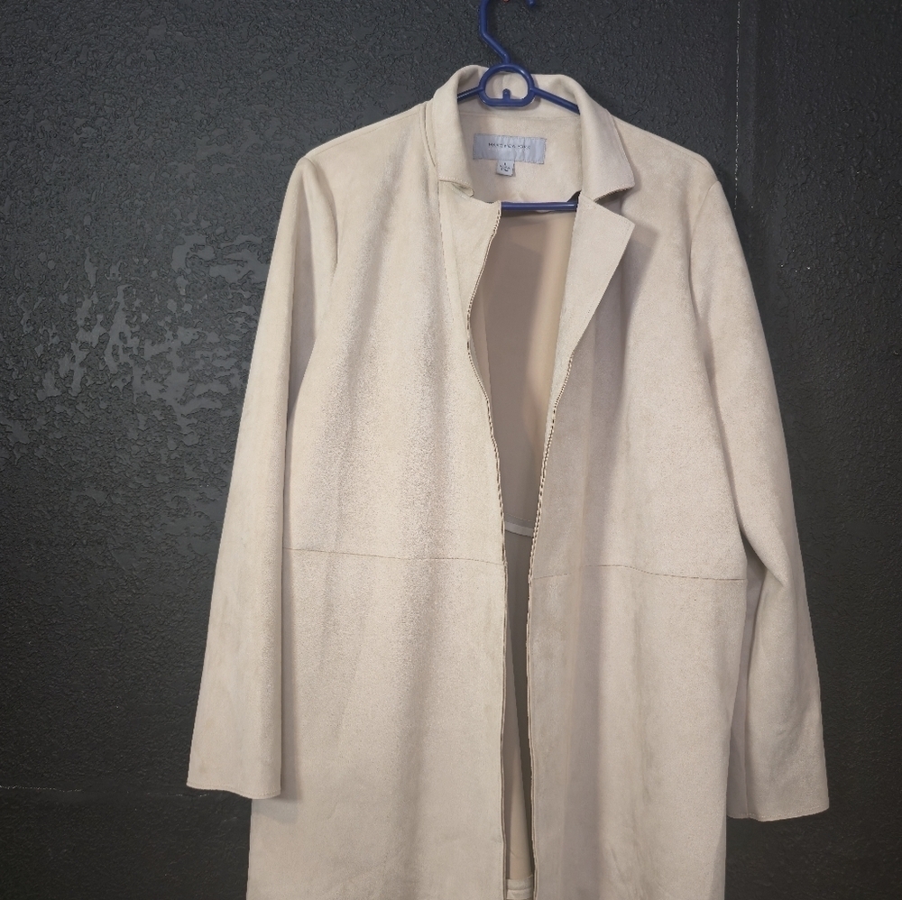 Marc New York OPEN JACKET MICROSUEDE cream ivory off-white pale beige Size Large - Picture 8 of 17